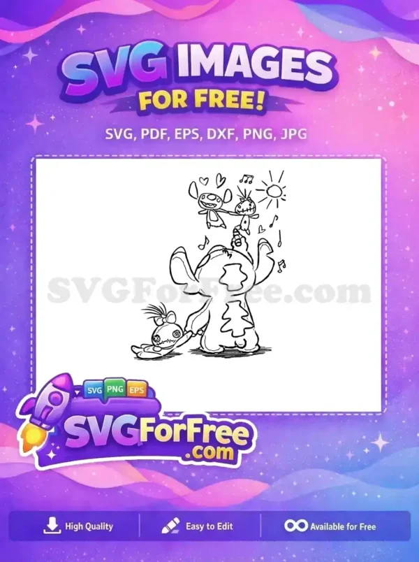 Free Cute Stitch Free Happy Expression Lilo Free SVG