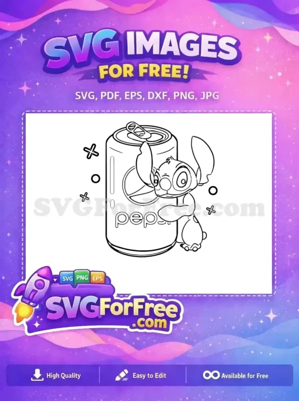 Free Stitch Hugging Soda Free Coloring Lilo and Stitch Free SVG