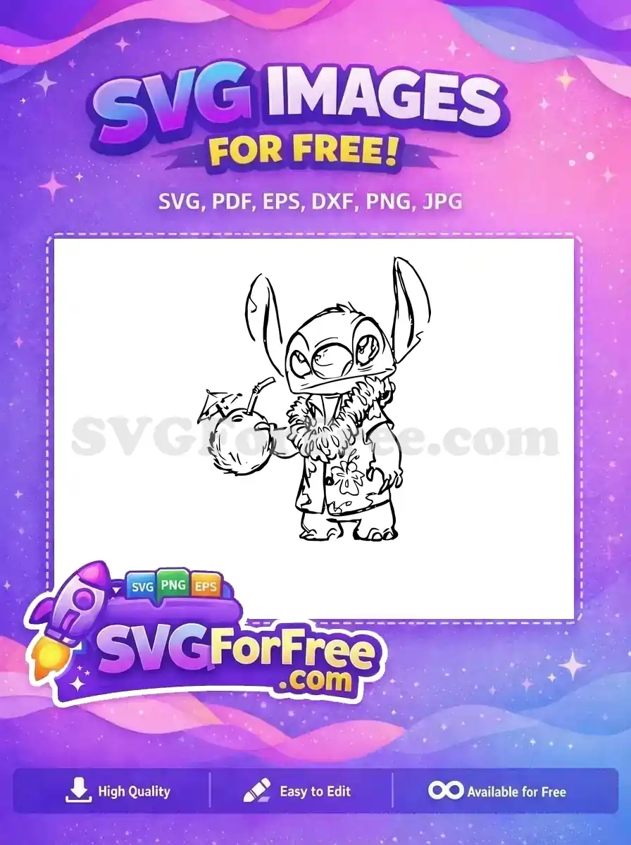 Free Adorable Stitch Free Playful Pose Lilo Free SVG 1