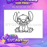 Free Happy Stitch Heart Free Coloring Page Lilo Free SVG - Instant Download