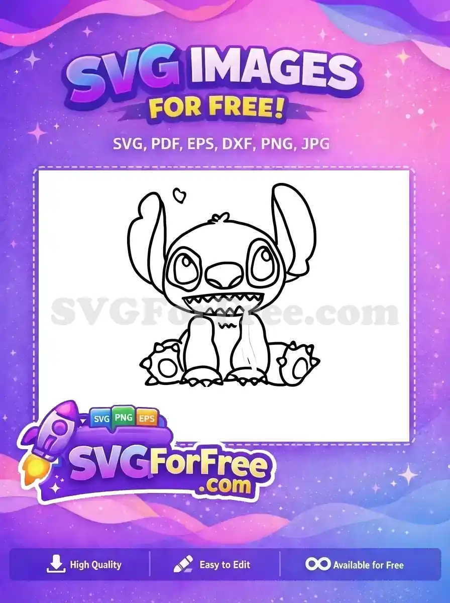 Free Happy Stitch Heart Free Coloring Page Lilo Free SVG