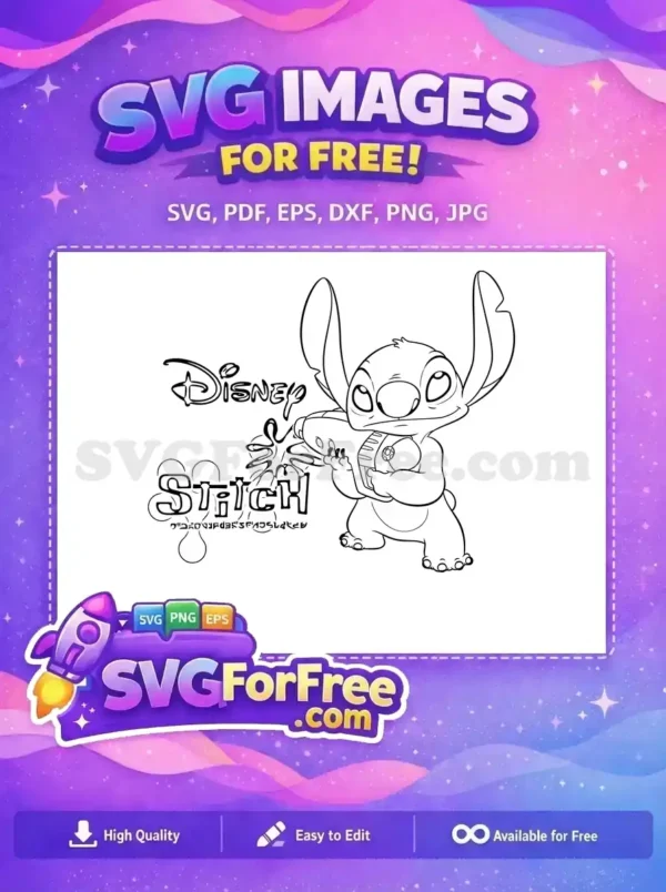 Free Smiling Stitch Free Holding Gun Lilo and Stitch Free SVG