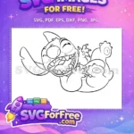 Free Laughing Stitch Free Outlined Playful Lilo Free SVG - Instant Download