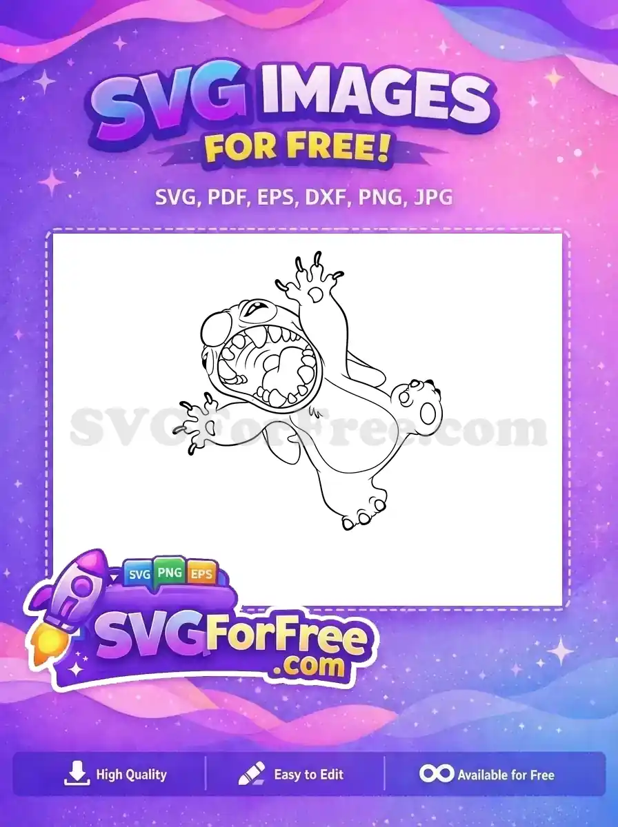 Free Screaming Stitch Free Open Mouth Lilo Free SVG