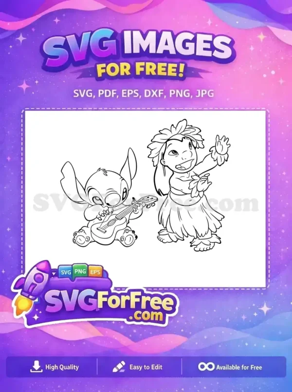 Free Lilo Dancing Free Stitch Guitar Lilo and Stitch Free SVG