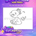 Free Sitting Stitch Free Line Drawing Lilo Free SVG - Instant Download