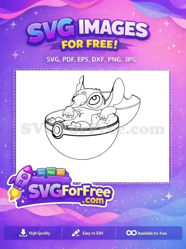 Free Sleepy Stitch Free in Pokeball Lilo and Stitch Free SVG