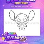 Free Smiling Stitch Face Free Big Ears Lilo Free SVG - Instant Download