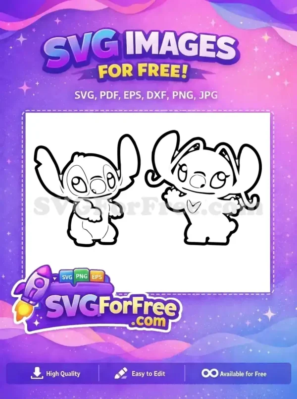Free Cute Stitch Free Angel Coloring Lilo Free SVG