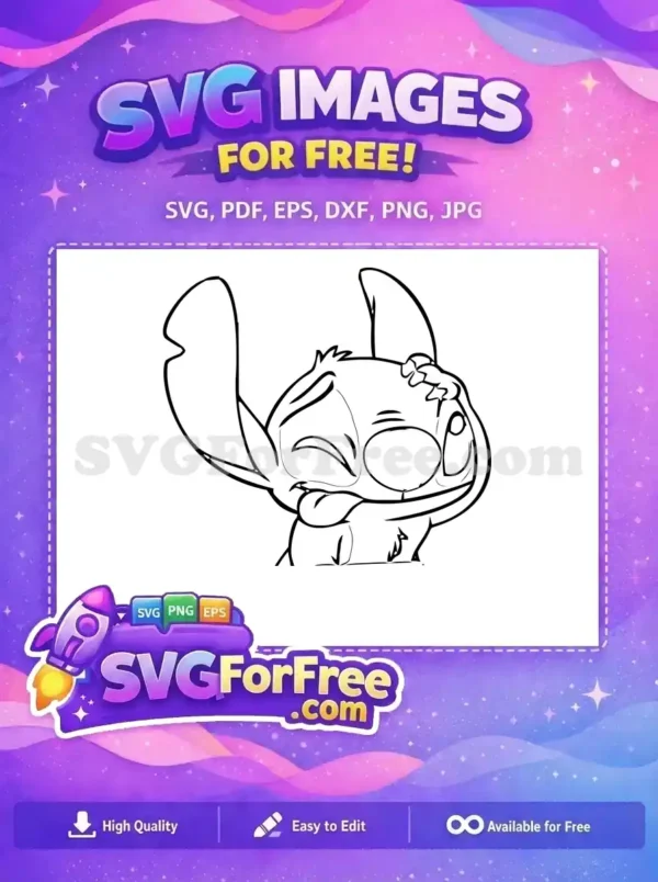 Free Smiling Stitch Free Closed Eyes Lilo and Stitch Free SVG