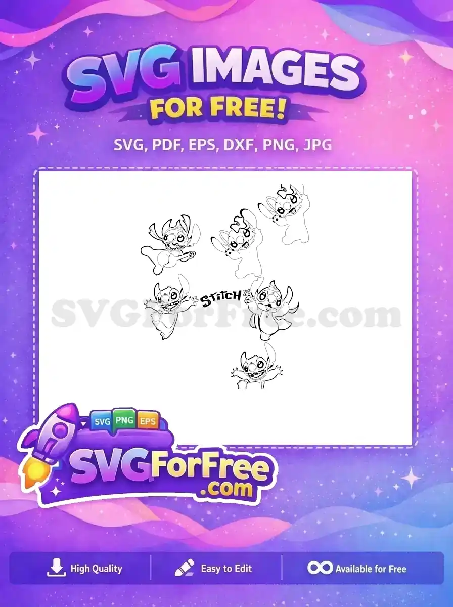 Free Cute Stitch Free Blue Alien Lilo Free SVG