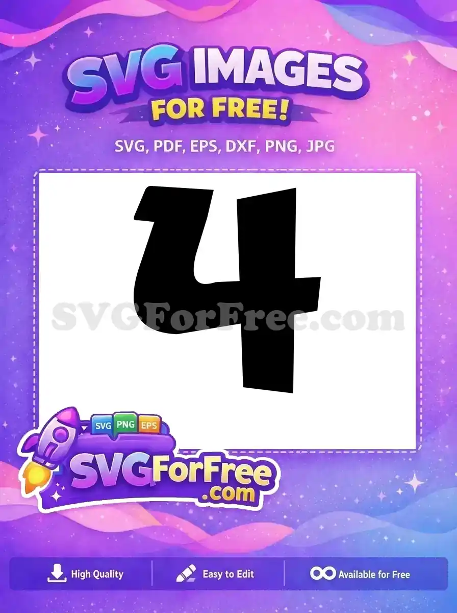 Free Number Four Free Black Bold Lilo Stitch Free SVG