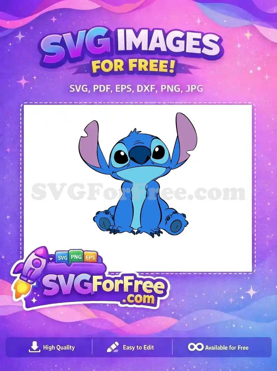 Free Sitting Stitch Free Light Blue Lilo and Stitch Free SVG