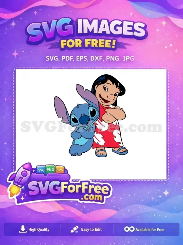 Free Smiling Lilo Free Blue Stitch Arms Crossed Movie Free SVG