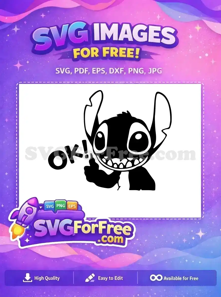 Free Happy Stitch Free Playful Lilo and Stitch Free SVG