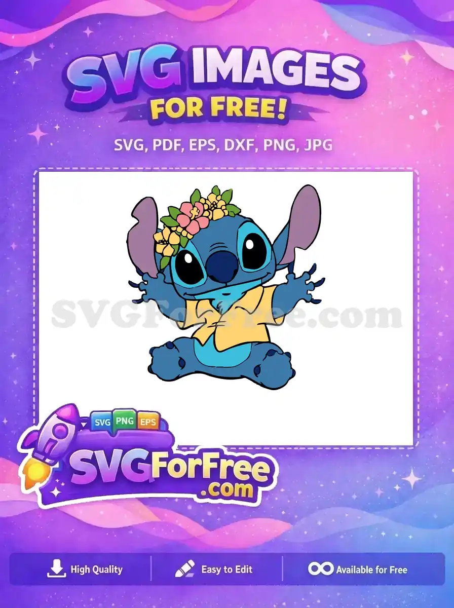Free Flower Crown Free Yellow Shirt Lilo and Stitch Free SVG 1