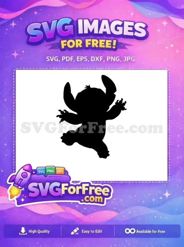 Free Silhouette running Free Stitch Inspired Lilo and Stitch Free SVG