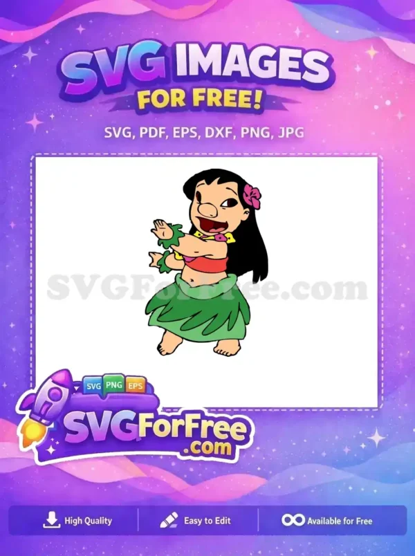 Free Hula Dancer Free Flower Hair Lilo and Stitch Free SVG
