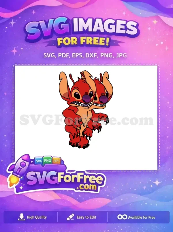 Free Two Headed Red Stitch Free Angry Expression Lilo Free SVG