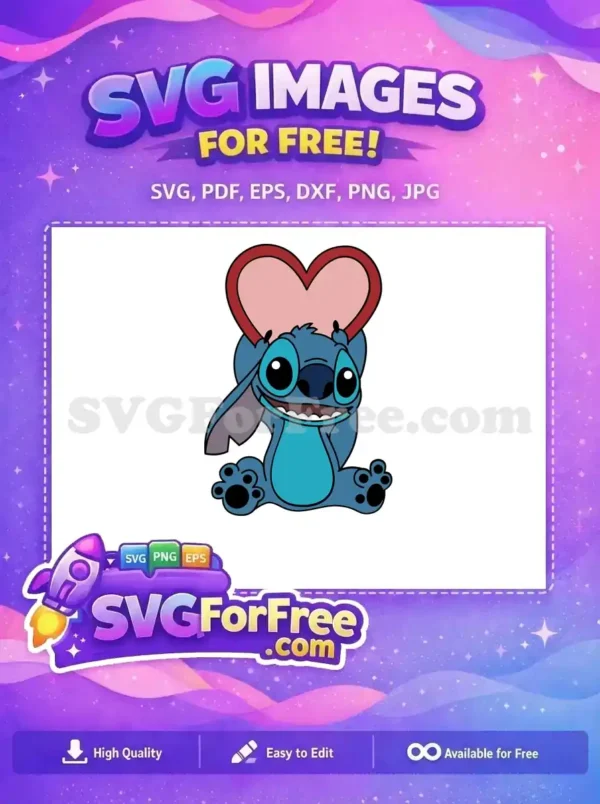 Free Smiling Stitch Holding Heart Free Cartoon Character Lilo Free SVG Free Smiling Stitch Holding Heart Free Cartoon Character Lilo Free SVG