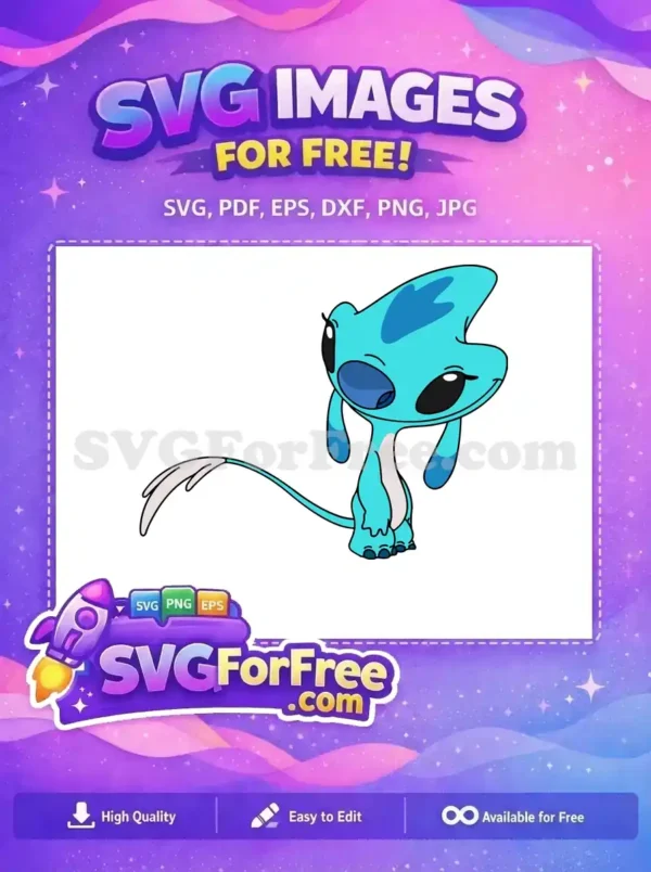 Free Winking Expression Free Turquoise Alien Lilo and Stitch Free SVG