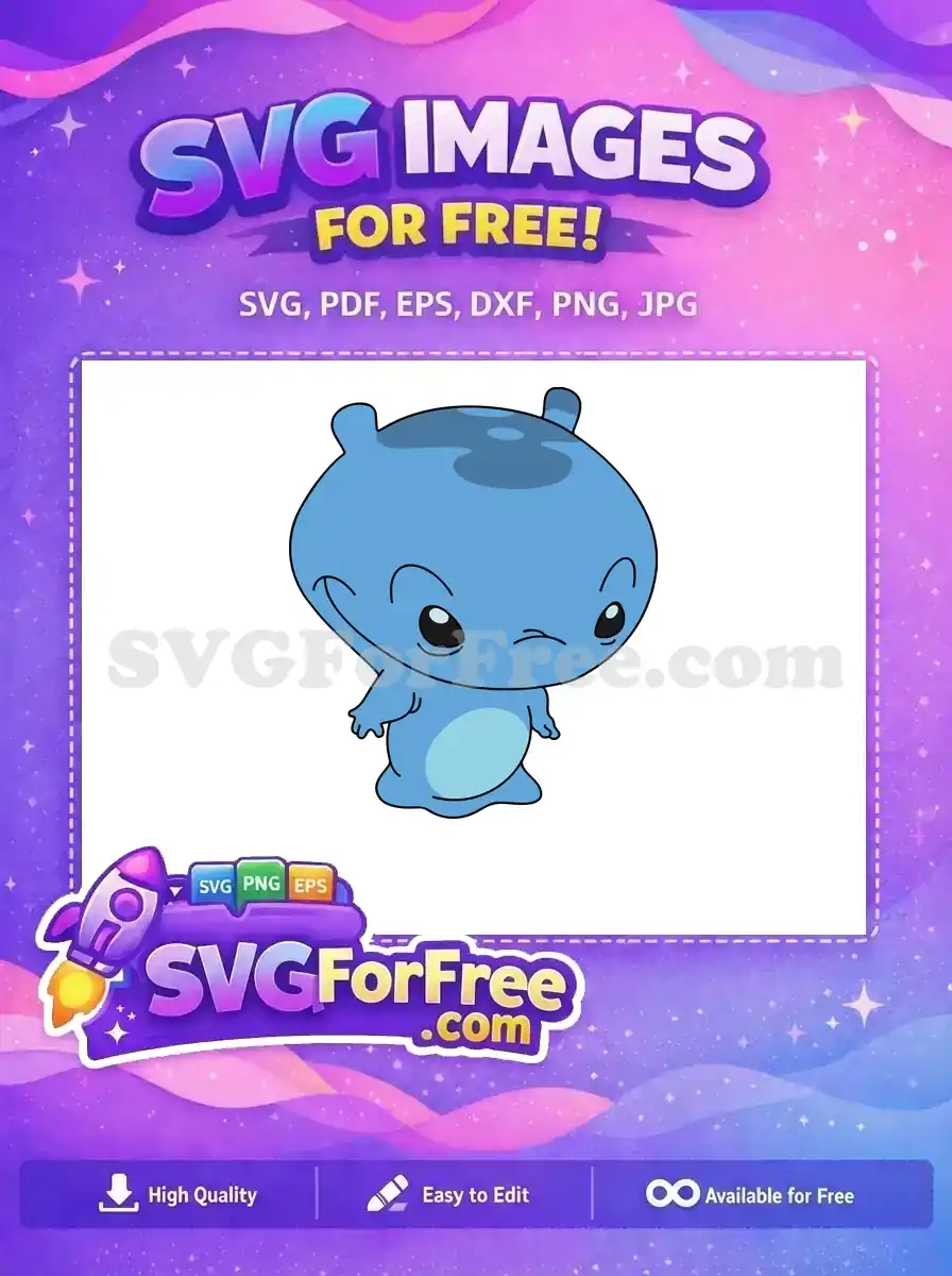 Free Winking Blue Stitch Free Big Head Lilo Free SVG