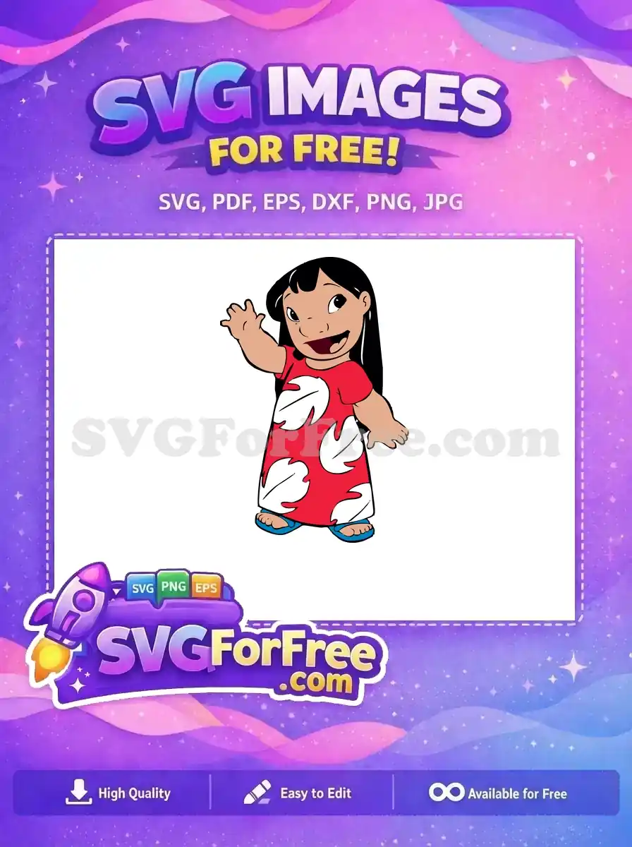 Free Waving Lilo Free Red Dress Lilo and Stitch Free SVG 1