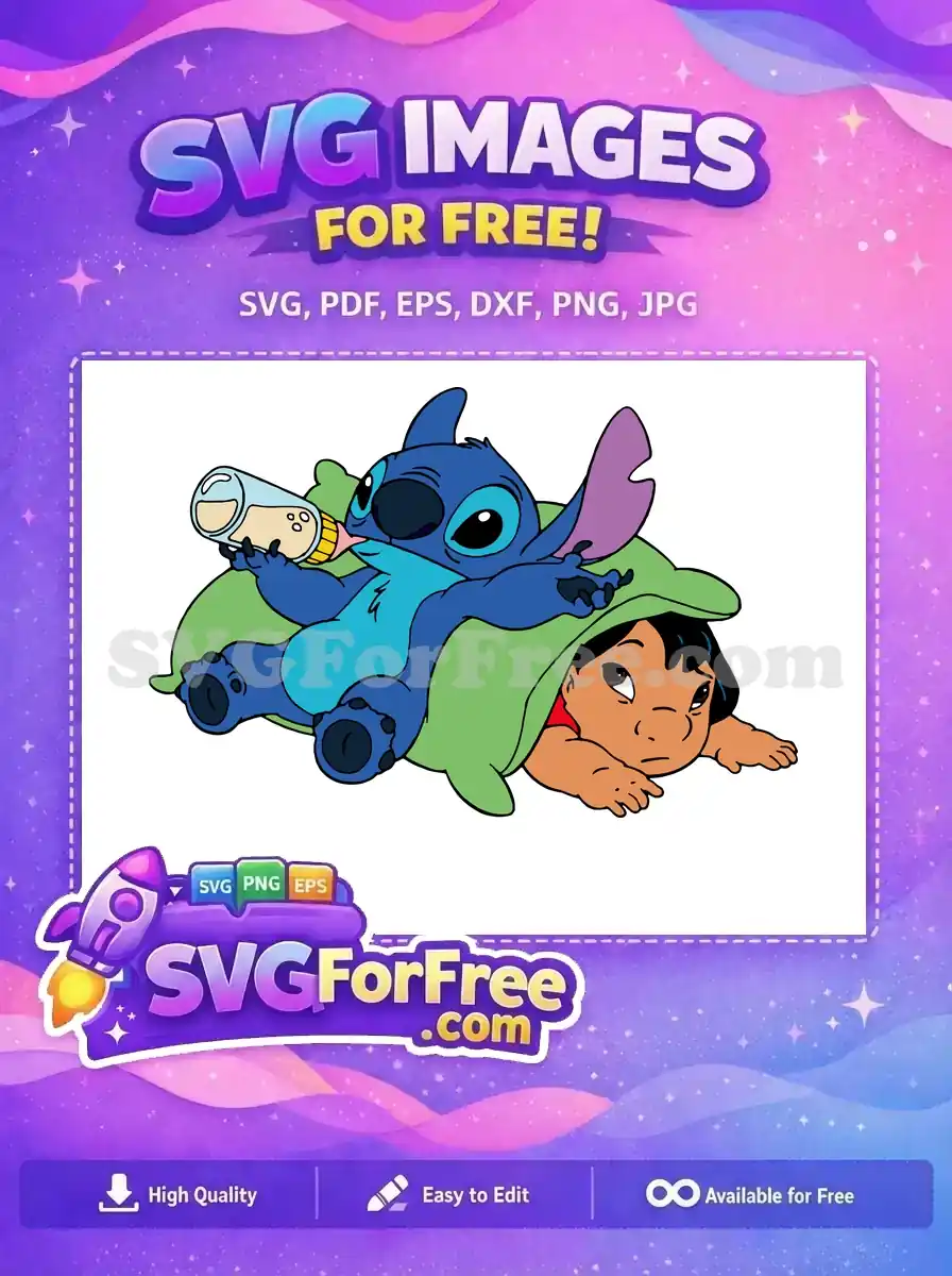 Free Blue Stitch Drinks Free Lilo Blanket Lilo Free SVG