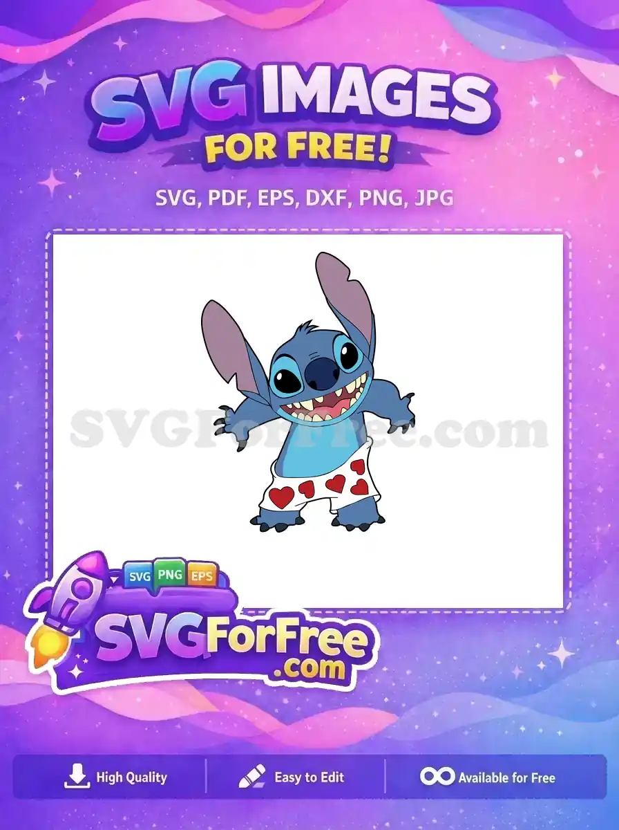 Free Smiling Stitch Free Heart Pants Lilo Free SVG