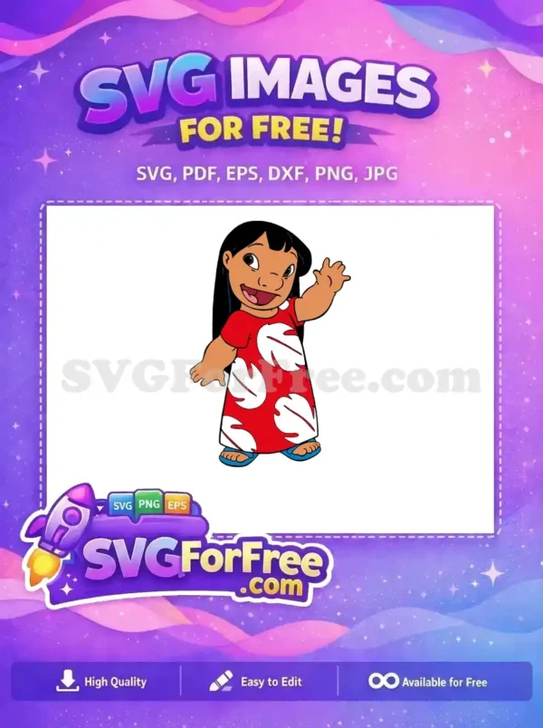 Free Waving Lilo Free Red Dress Lilo and Stitch Free SVG 2