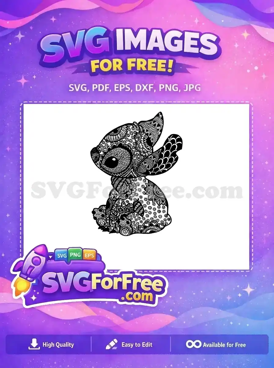 Free Detailed Zentangle Free Stitch Free Lilo and Stitch SVG
