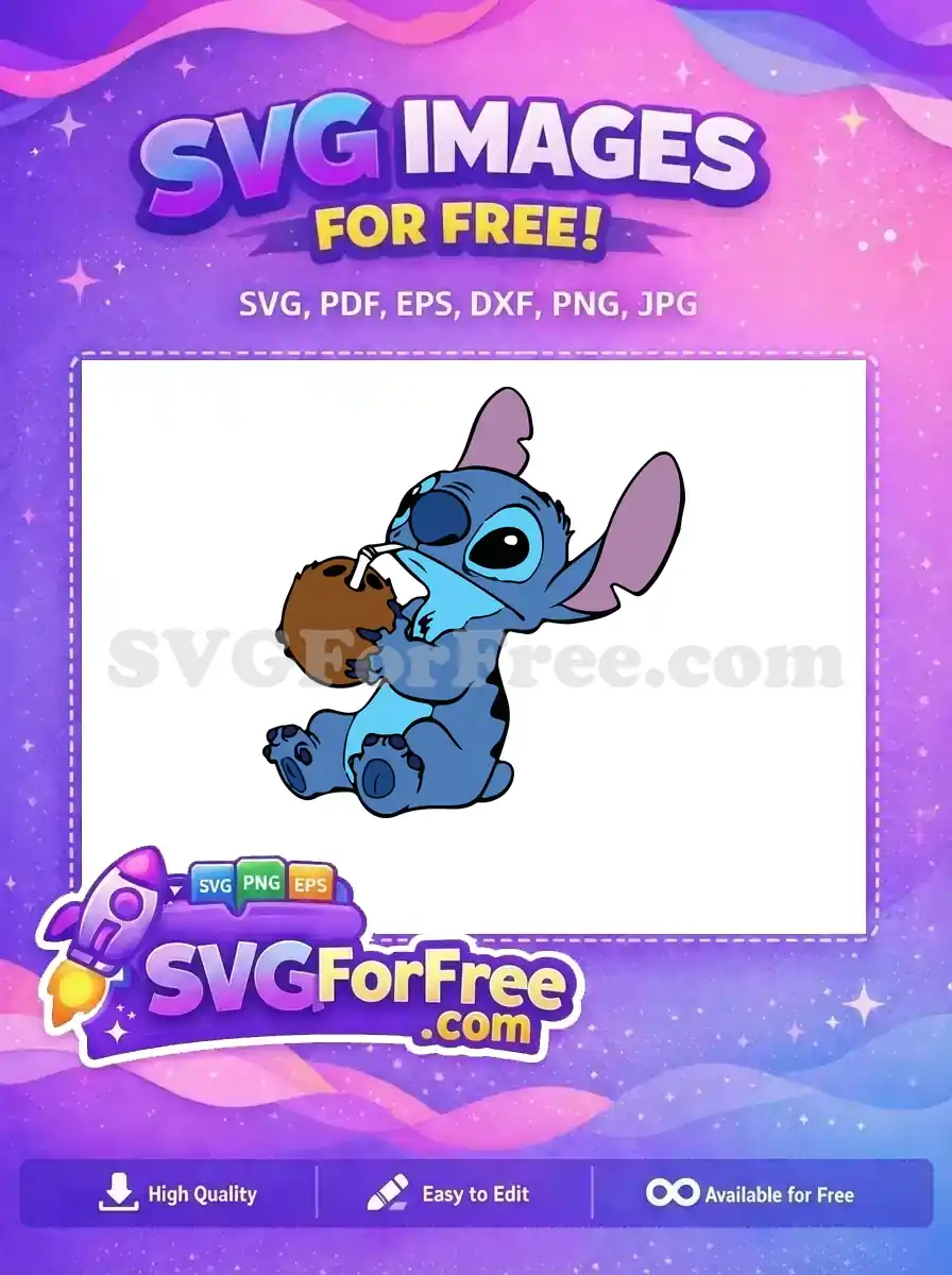Free Blue Stitch Coconut Drink Free Lilo Movie Free SVG