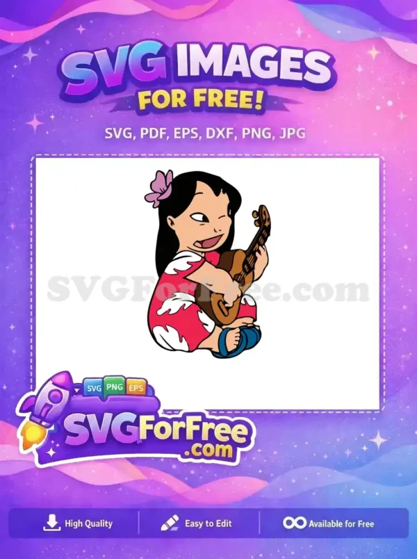 Free Ukulele Player Free Pink Flower Lilo and Stitch Free SVG