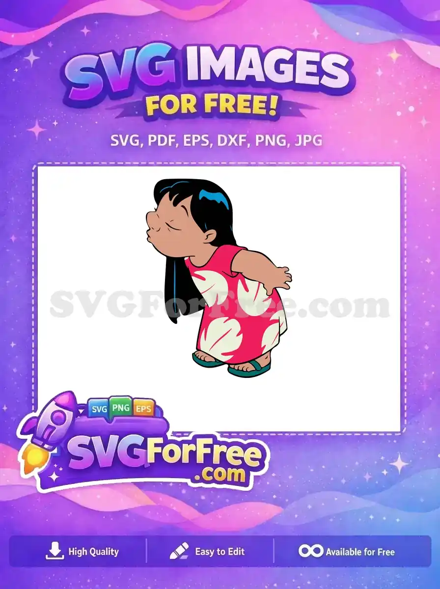 Free Kissing Expression Free Pink Dress Lilo and Stitch Free SVG 1