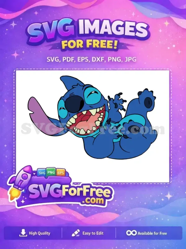 Free Laughing Stitch Free Blue Character Lilo Free SVG Free Laughing Stitch Free Blue Character Lilo Free SVG
