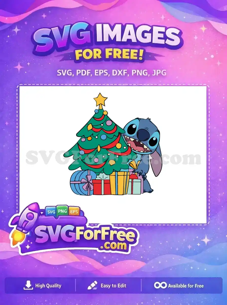 Free Smiling Stitch Free Christmas Tree Presents Lilo Free SVG