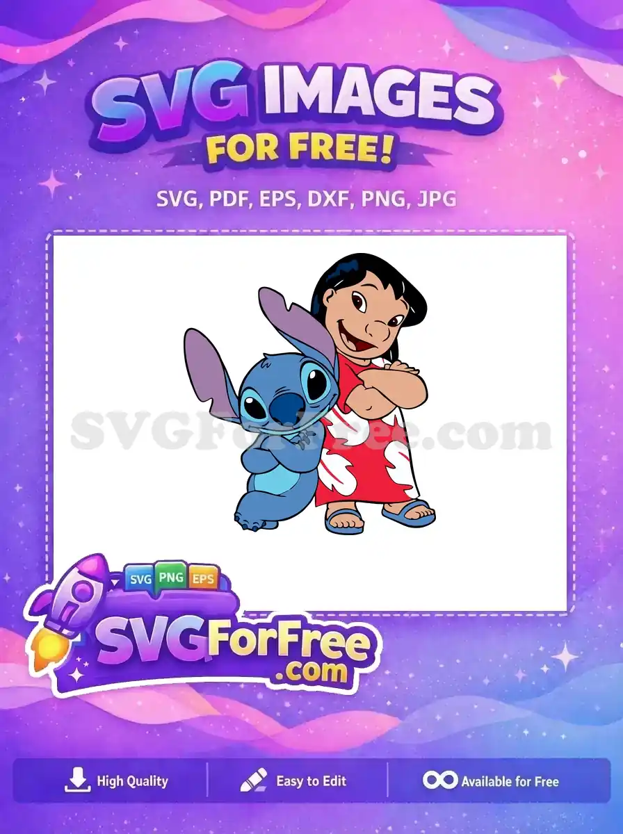 Free Smiling Lilo Free Blue Stitch Posing Lilo and Stitch Free SVG