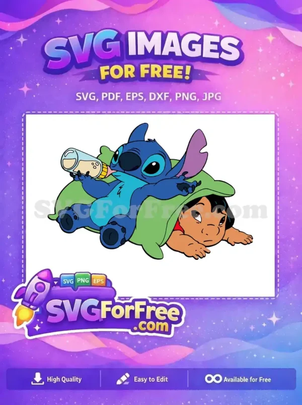 Free Stitch with Bottle Free Lilo Blanket Lilo Free SVG