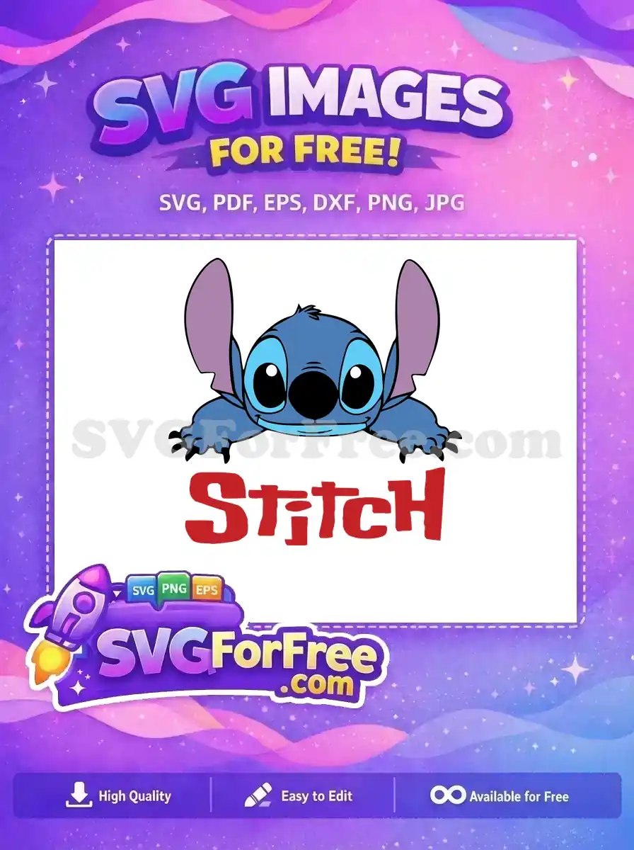 Free Happy Blue Stitch Free Peeking Lilo Free SVG
