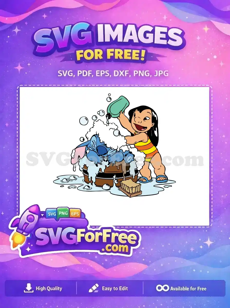 Free Lilo Bathing Free Stitch Bubbles Lilo and Stitch Free SVG
