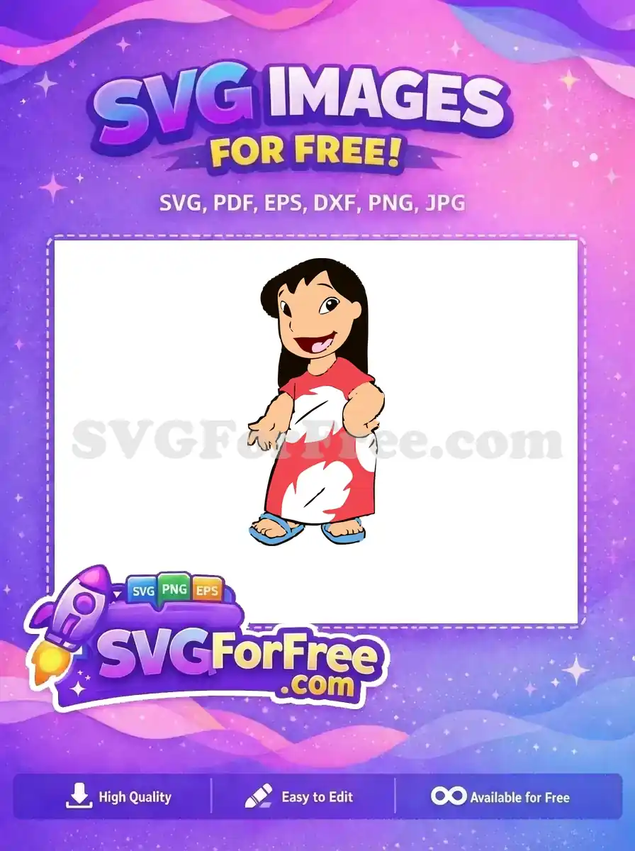 Free Smiling Lilo Free Red Dress Lilo and Stitch Free SVG 3