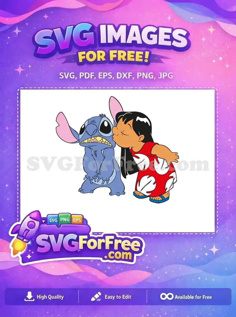 Free Annoyed Stitch Free Kissed by Lilo Movie Free SVG