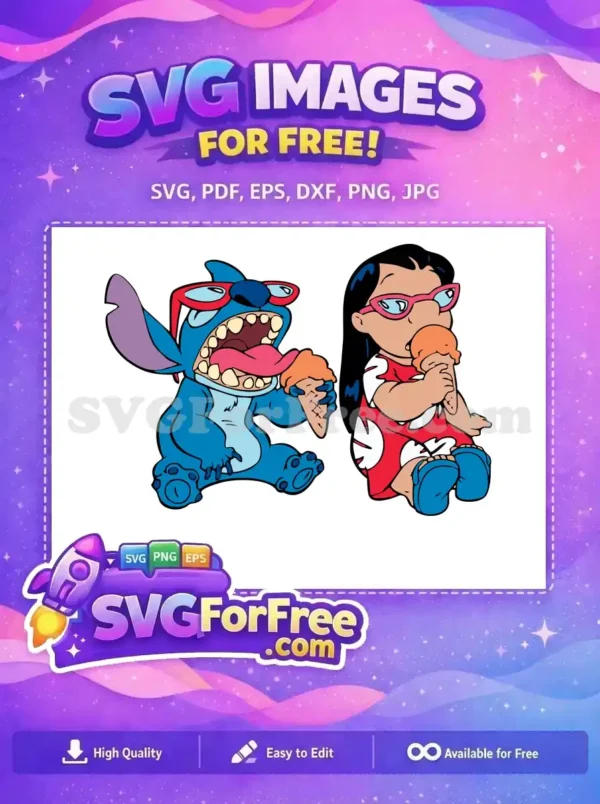 Free Stitch Sunglasses Free Lilo Ice Cream Lilo and Stitch Free SVG 3