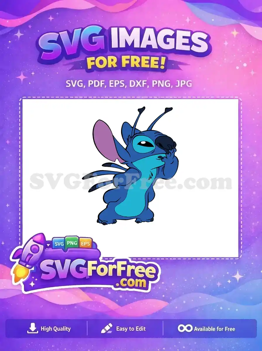 Free Blue Stitch Covering Face Free Lilo and Stitch Movie Free SVG