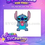 Free Blue Stitch Scared Free Tongue Out Lilo Free SVG - Instant Download