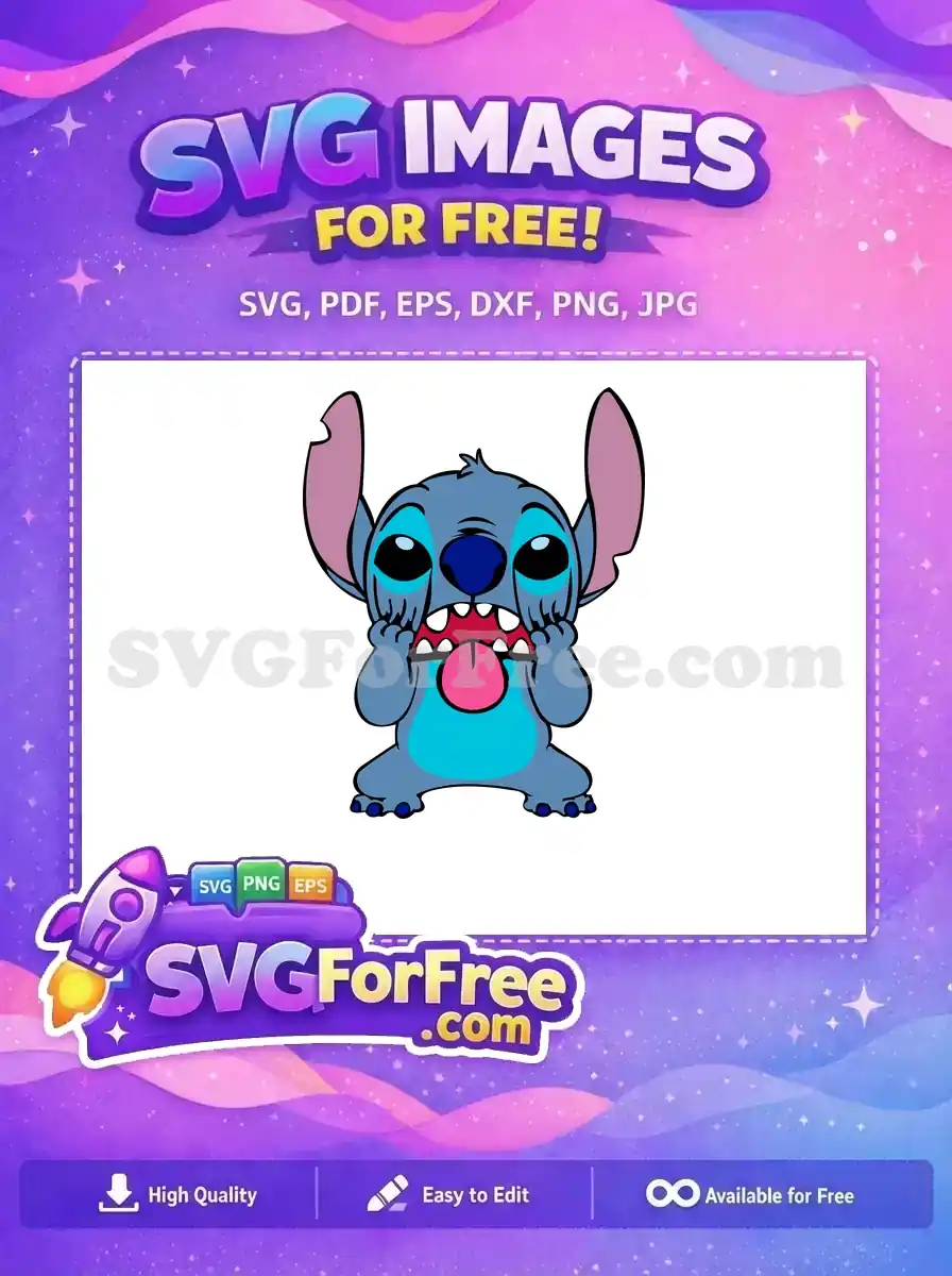Free Blue Stitch Scared Free Tongue Out Lilo Free SVG