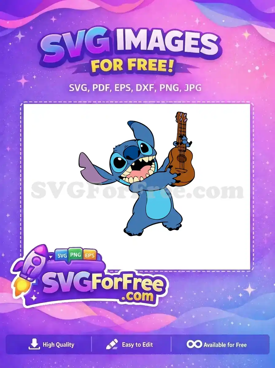 Free Happy Stitch Free Ukulele Brown Lilo Free SVG
