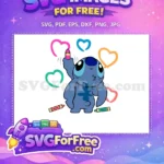 Free Crayon Drawing Free Colorful Hearts Lilo Stitch Free SVG - Instant Download