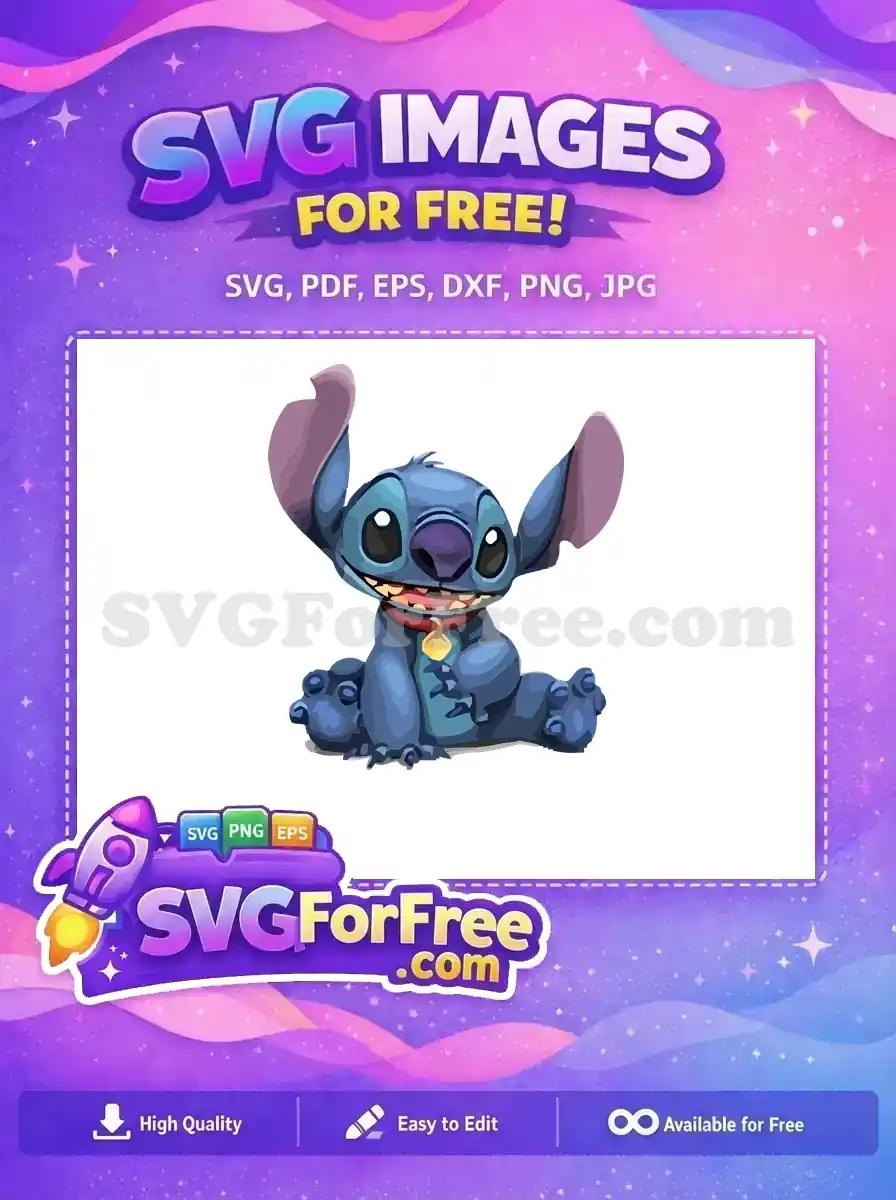 Free Smiling Stitch Free Red Collar Lilo and Stitch Free SVG