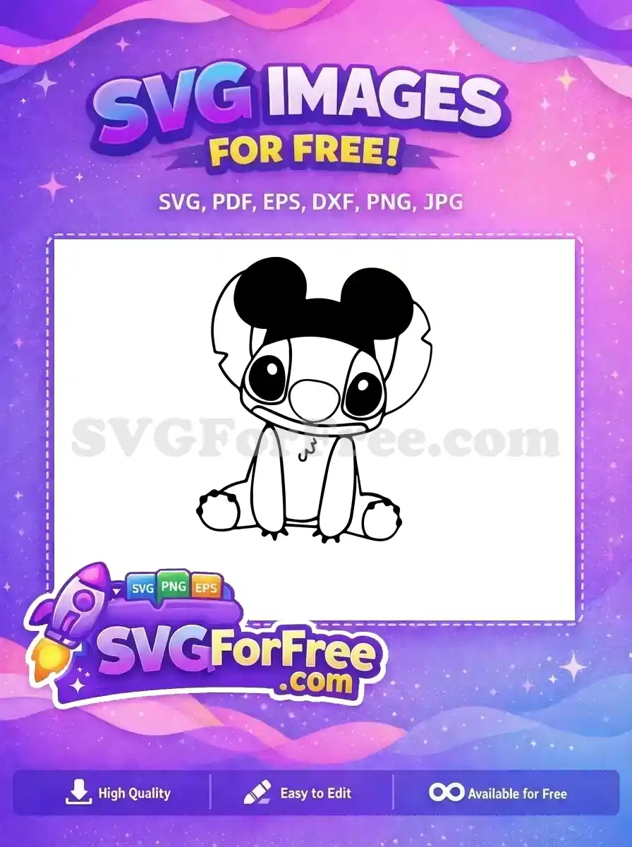 Free Mickey Ears Free Sitting Pose Lilo Stitch Free SVG